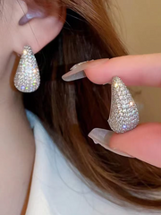 Luxury Gold Plated Geometric Drop Earrings Jewelry Colorful Cubic Zirconia CZ Water Drop Earrings For Women