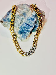 Dordor Lili Love hip hop chain Women Hypoallergenic Chain Stainless Steel 14k Gold Plated 16-inch Waterdrop Screw Twisted C-shape Jewelry