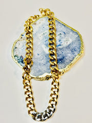 Dordor Lili Love hip hop chain Women Hypoallergenic Chain Stainless Steel 14k Gold Plated 16-inch Waterdrop Screw Twisted C-shape Jewelry