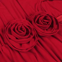 Western Style Red Women Midi Prom Dress Cutout Pleated Sexy Women Party Dress66