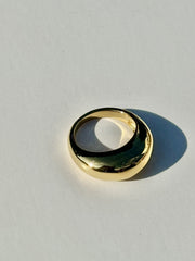 High End 18K pvd Gold Plated Waterproof Stackable Shiny Gold Stainless Steel Band Dome Rings for Women Fashion Jewelry