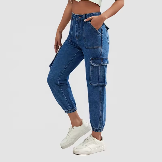 &#8212;&#8212;high waisted flap pocket cargo denim jeans custom cargo pants